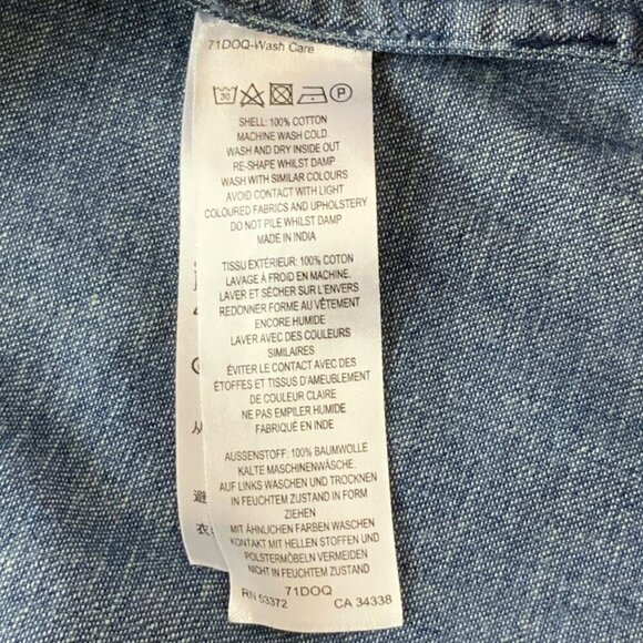 French Connection Denim Short Sleeve Button Front Dress Size 2 Babydoll A-Line - Picture 4 of 8